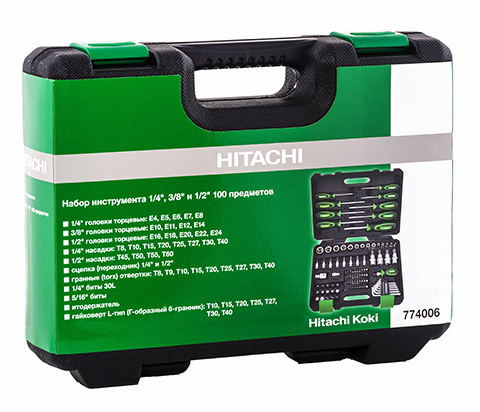 Набор инструмента HITACHI 1/4”, 3/8”и 1/2” 100 предметов HTC-774006 — купить в интернет-магазине amurinstrument.ru с доставкой по Благовещенску | Каталог с характеристиками и ценами набор инструмента hitachi 1/4”, 3/8”и 1/2” 100 предметов htc-774006, купить metabo, купить husqvarna, купить bosch, купить makita, купить hitachi, купить hikoki, купить oregon, купить stihl