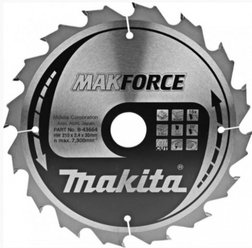 пильный диск для дерева makforce, 210x30x1.6x16t, купить metabo, купить husqvarna, купить bosch, купить makita, купить hitachi, купить hikoki, купить oregon, купить stihl