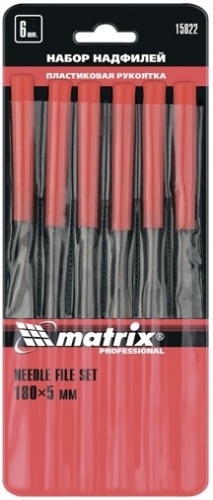 набор надфилей, 180 х 5мм, 6 шт., пластиковые рукоятки // matrix, купить metabo, купить husqvarna, купить bosch, купить makita, купить hitachi, купить hikoki, купить oregon, купить stihl