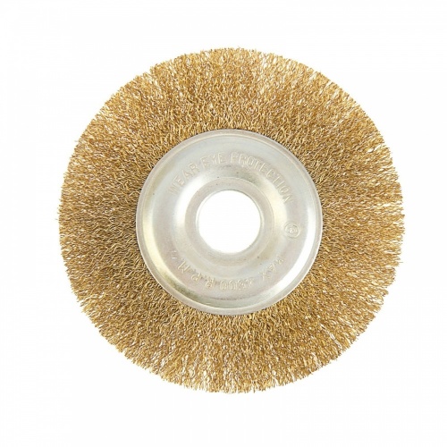 щетка для ушм, 125 мм, посадка 22,2 мм, плоская, латунированная витая проволока// matrix, купить metabo, купить husqvarna, купить bosch, купить makita, купить hitachi, купить hikoki, купить oregon, купить stihl