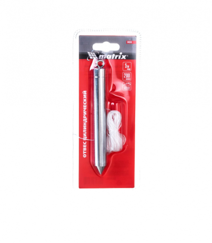 отвес цилиндрический, 200 г, шнур 5 м// matrix, купить metabo, купить husqvarna, купить bosch, купить makita, купить hitachi, купить hikoki, купить oregon, купить stihl