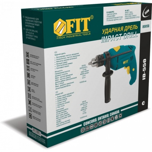 дрель ударная fit 80058 0,550квт; 0-2900об/мин; клп 13мм; короб., купить metabo, купить husqvarna, купить bosch, купить makita, купить hitachi, купить hikoki, купить oregon, купить stihl