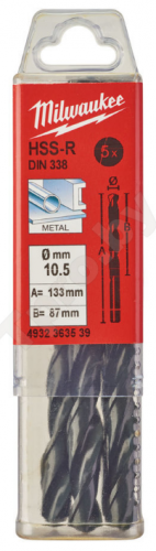 Сверло по металлу HSS-R 10,5мм (5шт) — купить в интернет-магазине amurinstrument.ru с доставкой по Благовещенску | Каталог с характеристиками и ценами сверло по металлу hss-r 10,5мм (5шт), купить metabo, купить husqvarna, купить bosch, купить makita, купить hitachi, купить hikoki, купить oregon, купить stihl