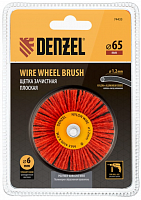 щетка для дрели, 65 мм, плоская, со шпилькой, нейлоновая щетина// denzel, купить metabo, купить husqvarna, купить bosch, купить makita, купить hitachi, купить hikoki, купить oregon, купить stihl
