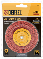 щетка для дрели, 100 мм, плоская, со шпилькой, нейлоновая щетина// denzel, купить metabo, купить husqvarna, купить bosch, купить makita, купить hitachi, купить hikoki, купить oregon, купить stihl