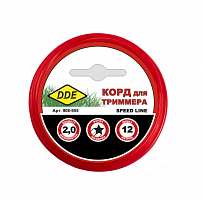 корд триммерный в блистере dde "speed line" (звезда) 2,0 мм х 12 м, красный, купить metabo, купить husqvarna, купить bosch, купить makita, купить hitachi, купить hikoki, купить oregon, купить stihl