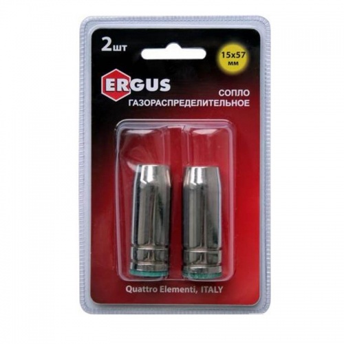 сопло газораспределительное ergus 15 х 57 мм (2 шт) в блистере, для горелки полуавтомата, купить metabo, купить husqvarna, купить bosch, купить makita, купить hitachi, купить hikoki, купить oregon, купить stihl