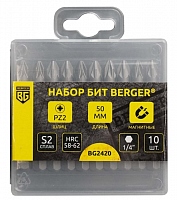 набор бит магнитных pz2x50мм, 10 шт., s2 berger bg2420, купить metabo, купить husqvarna, купить bosch, купить makita, купить hitachi, купить hikoki, купить oregon, купить stihl