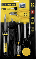 stayer  proterm 60вт с 2к рукояткой, конус, подставка+припой+сменное жало+оловоотсос+сменная насадка, купить metabo, купить husqvarna, купить bosch, купить makita, купить hitachi, купить hikoki, купить oregon, купить stihl