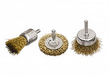 набор щеток для дрели, 3 шт., 1 плоская, 50 мм, + 2 "чашки", 25-50 мм, со шпильками, мет. // matrix, купить metabo, купить husqvarna, купить bosch, купить makita, купить hitachi, купить hikoki, купить oregon, купить stihl