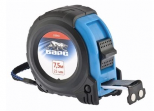 рулетка вектор 7,5 м х 25 мм, утолщенное полотно, магнитный зацеп, обрезиненный корпус// барс, купить metabo, купить husqvarna, купить bosch, купить makita, купить hitachi, купить hikoki, купить oregon, купить stihl
