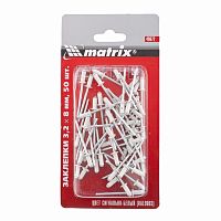 заклепки 3,2 х 8 мм ral 9003 (сигнально-белый), 50 шт.// matrix, купить metabo, купить husqvarna, купить bosch, купить makita, купить hitachi, купить hikoki, купить oregon, купить stihl