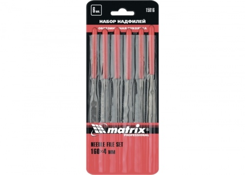 набор надфилей, 160 х 4мм, 6 шт., обрезиненные рукоятки // matrix, купить metabo, купить husqvarna, купить bosch, купить makita, купить hitachi, купить hikoki, купить oregon, купить stihl